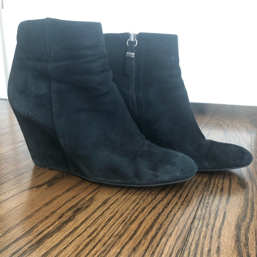 Black Via Spiga Wedge Booties 7.5